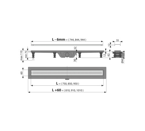 Душевой трап Alcaplast Simple APZ9-750M