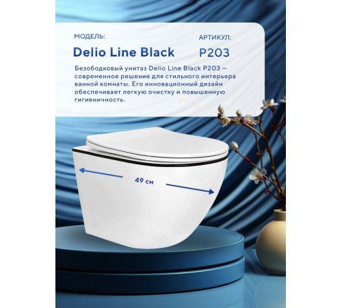 Подвесной унитаз Amore di Mare Delio P203B Black Line  Подвесной унитаз Amore di Mare Delio P203B Black Line