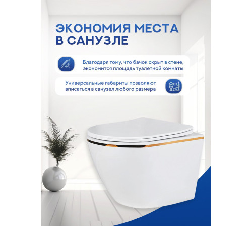 Подвесной унитаз Amore di Mare Delio P203G Gold Line Подвесной унитаз Amore di Mare Delio P203G Gold Line