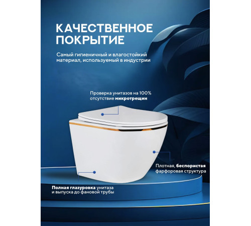 Подвесной унитаз Amore di Mare Delio P203G Gold Line Подвесной унитаз Amore di Mare Delio P203G Gold Line