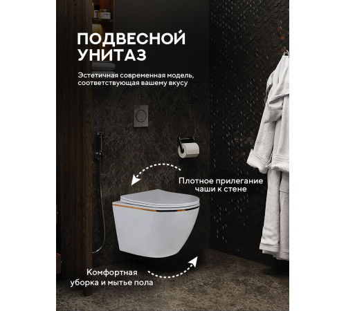 Подвесной унитаз Amore di Mare Delio P203G Gold Line Подвесной унитаз Amore di Mare Delio P203G Gold Line