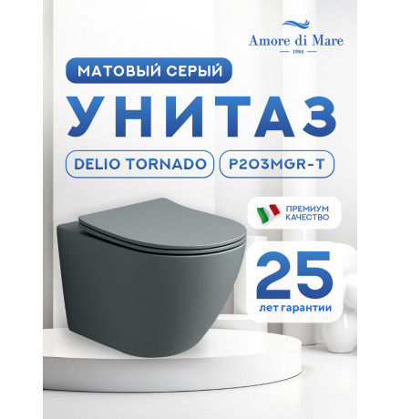 Подвесной унитаз Amore di Mare Delio Tornado P203MGR-T