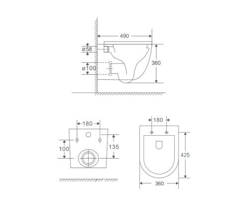 Комплект: инсталляция TECEprofil 9300302 c подвесным унитазом Amore di Mare Delio Tornado P203MGR-T