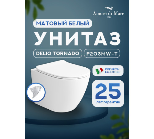 Комплект: инсталляция для унитаза TECEbase kit 9400402 с кнопкой и подвесным унитазом Amore di Mare Delio Tornado P203MW-T