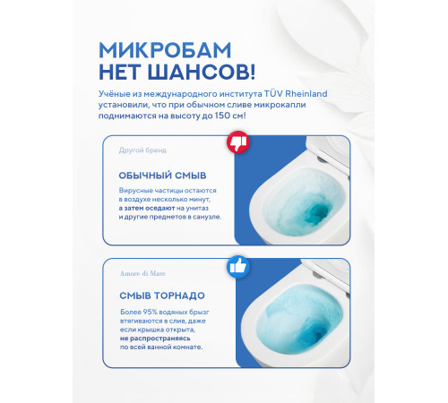 Комплект: инсталляция для унитаза TECEbase kit 9400402 с кнопкой и подвесным унитазом Amore di Mare Delio Tornado P203MW-T