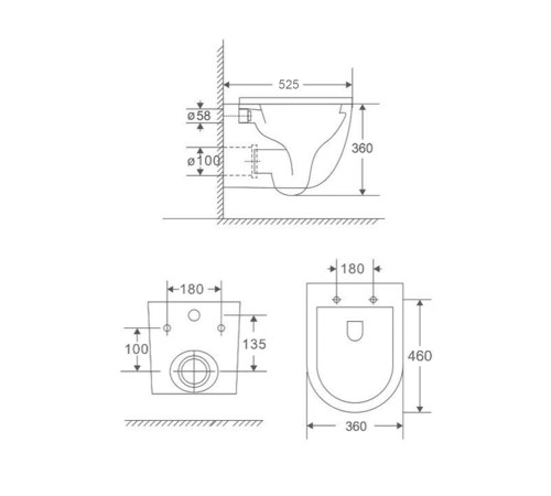 Комплект: инсталляция для унитаза TECEbase kit 9400402 с кнопкой и подвесным унитазом Amore di Mare Lenza Tornado P252-T 