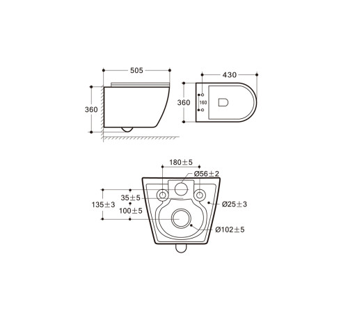 Комплект: инсталляция TECEprofil 9300302 c подвесным унитазом Amore di Mare Nemi Tornado P311-T