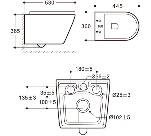Подвесной унитаз Amore di Mare Elsa Tornado P312-T  Подвесной унитаз Amore di Mare Elsa Tornado P312-T