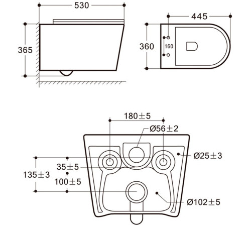 Подвесной унитаз Amore di Mare Temo Tornado P322-T  Подвесной унитаз Amore di Mare Temo Tornado P322-T