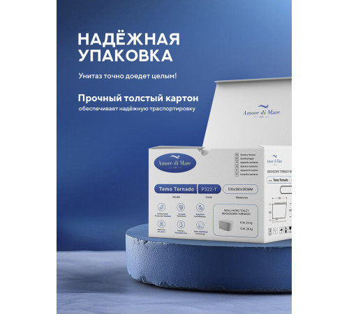 Подвесной унитаз Amore di Mare Temo Tornado P322-T  Подвесной унитаз Amore di Mare Temo Tornado P322-T