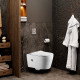 Комплект инсталляции Weltwasser Marberg 410 с кнопкой 410 SE MT-BL и подвесным унитазом Amore di Mare Temo Bidet P322-X