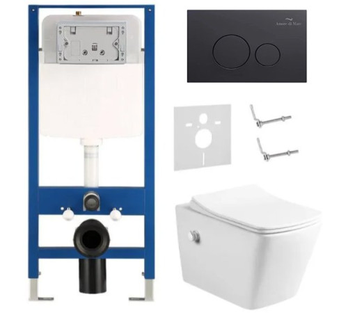 Комплект 6 в 1: инсталляция Amore di Mare QuickFit 50114 с подвесным унитазом Garda Bidet P310-X и клавишей смыва 303MB (QF303MB310X)