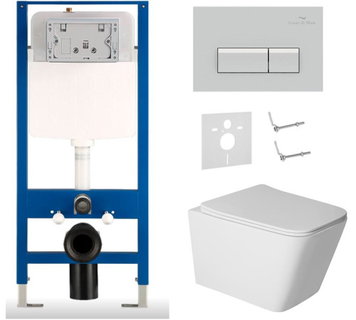 Комплект 6 в 1: инсталляция Amore di Mare QuickFit 50114 с подвесным унитазом Tassaro P202 и клавишей смыва 404CH (QF404CH202)