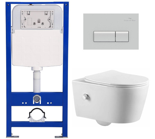 Комплект 6 в 1: инсталляция Amore di Mare QuickFit 50114 с подвесным унитазом Temo Bidet P322-X и клавишей смыва 404CH (QF404CH322X)