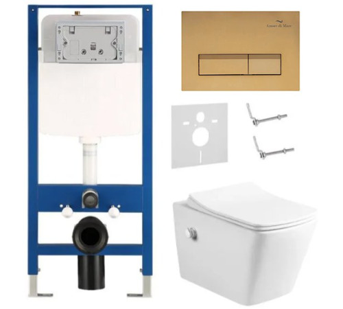 Комплект 6 в 1: инсталляция Amore di Mare QuickFit 50114 с подвесным унитазом Garda Bidet P310-X и клавишей смыва 404G (QF404G310X)
