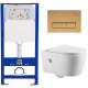 Комплект 6 в 1: инсталляция Amore di Mare QuickFit 50114 с подвесным унитазом Temo Bidet P322-X и клавишей смыва 404G (QF404G322X)