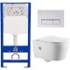 Комплект 6 в 1: инсталляция Amore di Mare QuickFit 50114 с подвесным унитазом Temo Bidet P322-X и клавишей смыва 404W (QF404W322X)