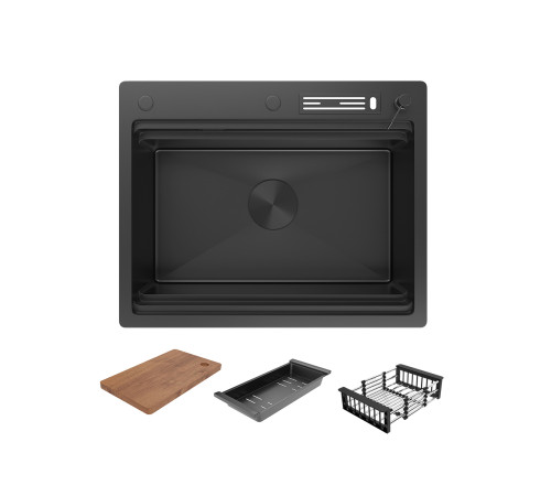 Кухонная мойка Amore di Mare Unico Black UN6048-B    7 в 1   600х480х220  черный