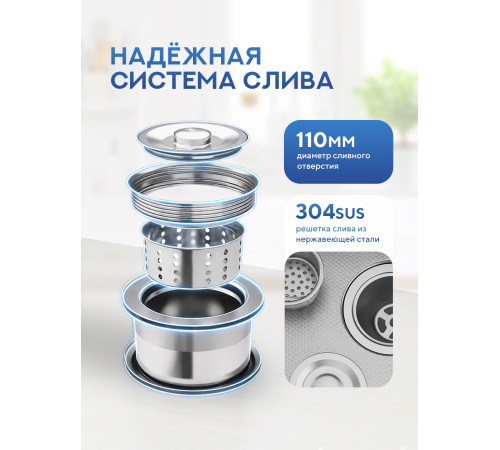 Кухонная мойка Amore di Mare Unico  UN6048-S    7 в 1   600х480х220  сатин