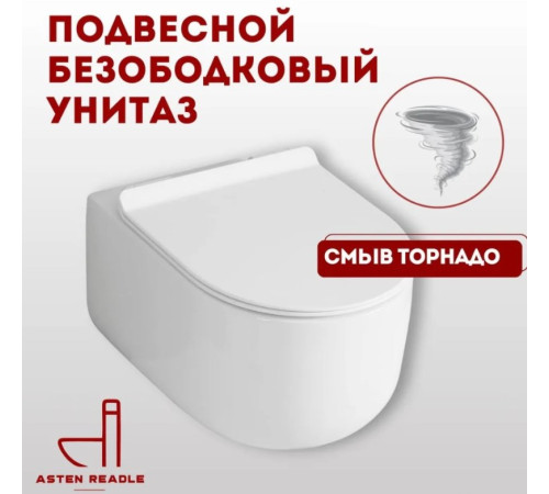 Подвесной унитаз Asten Readle Stella Tornado AR1065 Rimless Soft Close  Подвесной унитаз Asten Readle Stella Tornado AR1065 Rimless Soft Close
