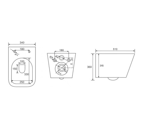 Комплект инсталляции Berges Novum 525 c кнопкой L3 хром и унитазом Floe S Rimless Soft Close (043242)