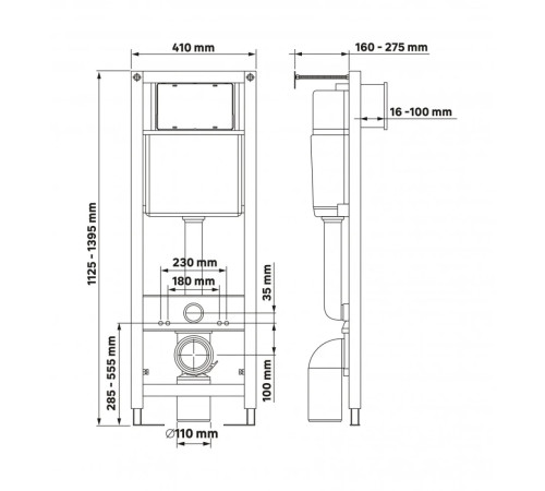 Комплект инсталляции Berges Atom 410 c белой кнопкой Line и унитазом OKUS (042446)