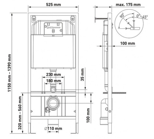 Инсталляция Berges Novum c кнопкой R1 белой