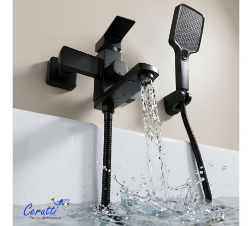 Смеситель для ванны Ceruttispa CLELIA VMB CT12064 черный матовый с изливом