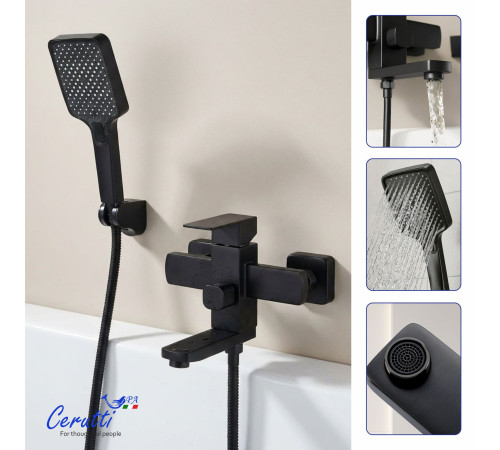 Смеситель для ванны Ceruttispa CLELIA VMB CT12064 черный матовый с изливом
