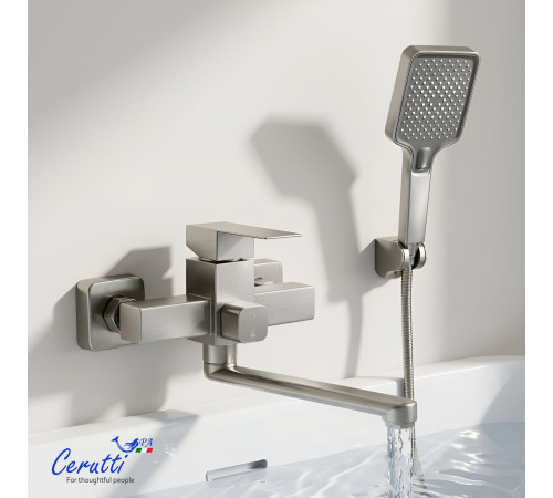 Смеситель для ванны Ceruttispa CLELIA VXLGR CT12065 сатин с изливом