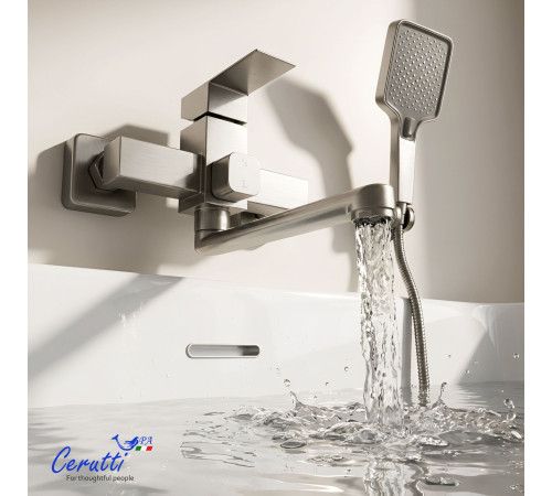 Смеситель для ванны Ceruttispa CLELIA VXLGR CT12065 сатин с изливом
