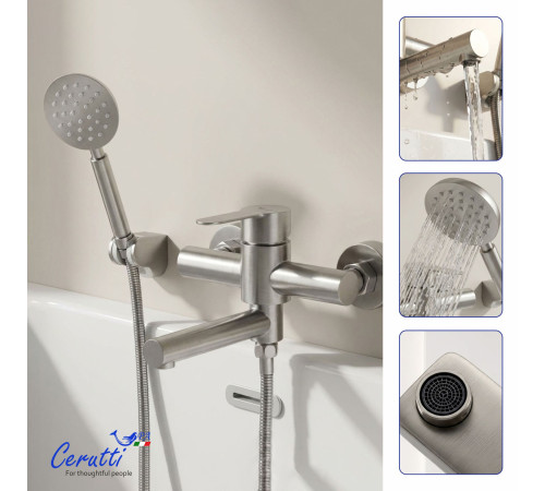Смеситель для ванны Cerutti OVIDIO VBN CT12083 никель матовый