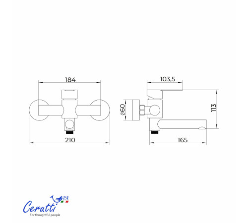 Смеситель для ванны Cerutti OVIDIO VBN CT12083 никель матовый