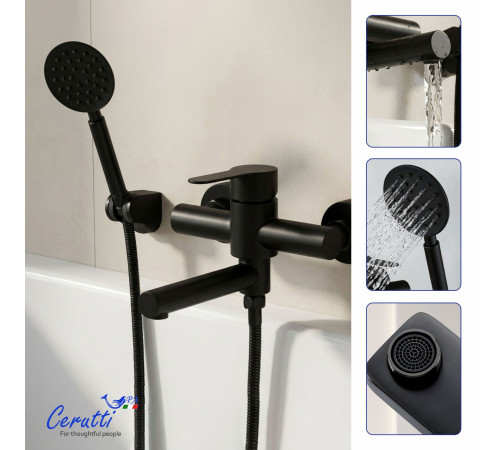Смеситель для ванны Cerutti OVIDIO VMB CT12084 черный матовый