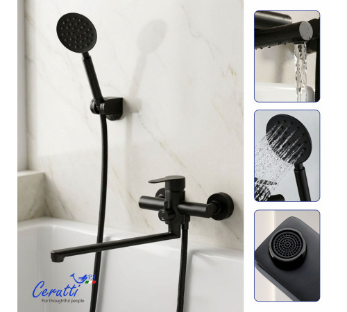 Смеситель для ванны Cerutti OVIDIO VXLBN CT12086 матовый черный