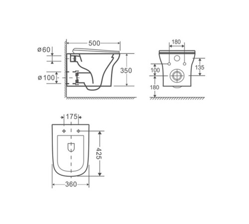 Подвесной унитаз Cerutti Ami CT8780 безободковый с крышкой SoftClose Подвесной унитаз Cerutti Ami CT8780 безободковый с крышкой SoftClose