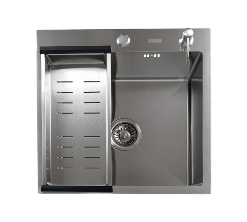 Кухонная мойка FUTUR FK 4848 ECO EMBOSSING (8584784) с сифоном, коландером и дозатором   480х480х200  сатин