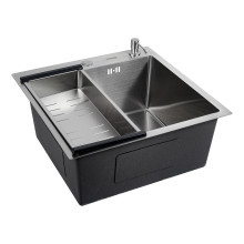 Кухонная мойка FUTUR FK 4848 ECO EMBOSSING (8584784) с сифоном, коландером и дозатором   480х480х200  сатин