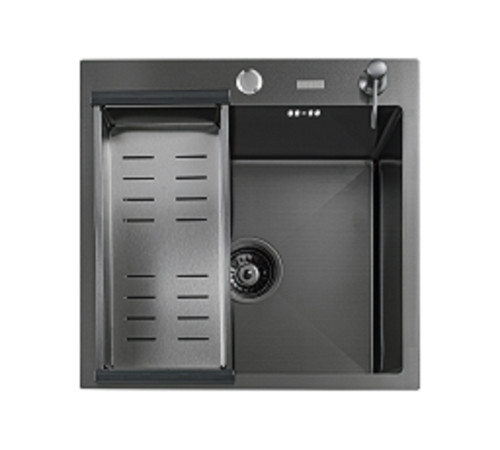 Кухонная мойка FUTUR FK 4548 ECO EMBOSSING (8584806) с сифоном, коландером и дозатором   480х480х200  графит