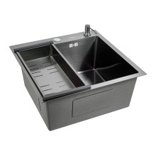 Кухонная мойка FUTUR FK 4548 ECO EMBOSSING (8584805) с сифоном, коландером и дозатором   480х450х200  графит