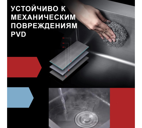 Кухонная мойка FUTUR FK 4548 ECO EMBOSSING (8584770) с сифоном, коландером и дозатором   480х450х200  сатин