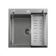 Кухонная мойка Futur FK 5050 Eco Embossing Pop-up Standart (9554484) с сифоном, коландером и дозатором   500х500х200  сатин