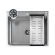 Кухонная мойка FUTUR FK 5050 Eco EMBOSSING POP-UP RINZER PLUS (9554487) с сифоном, коландером, дозатором и ринзером   500х500х200  сатин