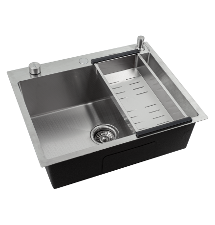 Кухонная мойка Futur FK 5550 Eco Embossing Pop-up Roll plus (9554493) с сифоном, коландером и дозатором   550х500х200  сатин