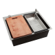 Кухонная мойка Futur FK 5050 Eco Embossing Pop-up Board plus (9554488) с сифоном, коландером, дозатором и разделочной доской   500х500х200  сатин