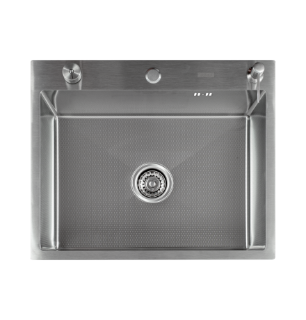 Кухонная мойка Futur FK 5050 Eco Embossing Pop-up Econom (9554482) с сифоном и дозатором 500х500х200  сатин