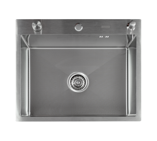 Кухонная мойка Futur FK 5050 Eco Embossing Pop-up Board plus (9554488) с сифоном, коландером, дозатором и разделочной доской   500х500х200  сатин