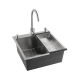 Кухонная мойка Futur FK 5050 Eco Embossing Pop-up Mixer plus (9554490) с сифоном, коландером, дозатором и смесителем   500х500х200  сатин