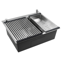 Кухонная мойка Futur FK 5550 Eco Embossing Pop-up Roll plus (9554494) с сифоном, коландером, дозатором и ролл-матом   550х500х200  сатин