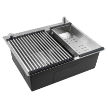 Кухонная мойка Futur FK 5550 Eco Embossing Pop-up Roll plus (9554494) с сифоном, коландером, дозатором и ролл-матом   550х500х200  сатин